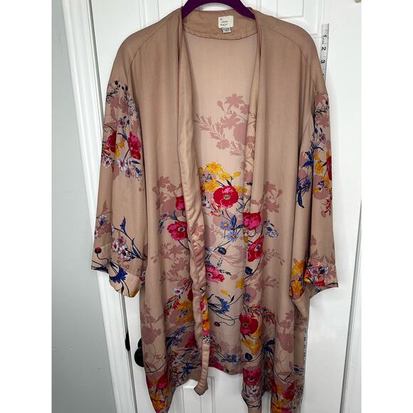 A New Day XL XXL WHIMSICAL FLORAL DUSTER COVER UP TOP (no belt) - Picture 2 of 8